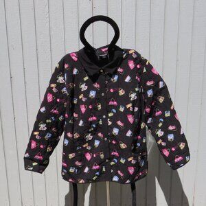 Maggie Barnes 5X Quilted Jacket with Snaps, Bright Purse design on Black